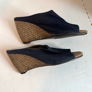 Aérosoles Denim Wedge Mules Shoes size 7.5